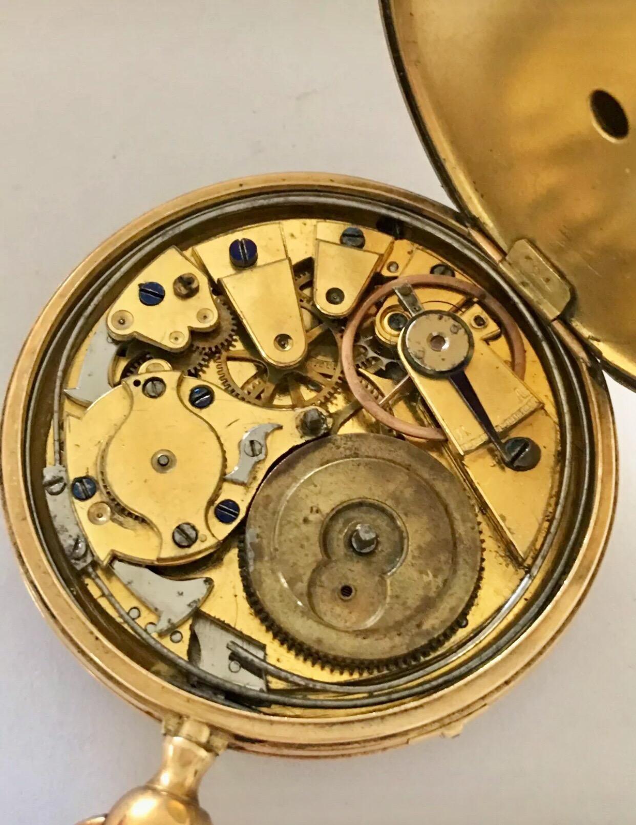 Antike Quarz-Repeater-Taschenuhr aus 18 Karat Gold im Angebot 2