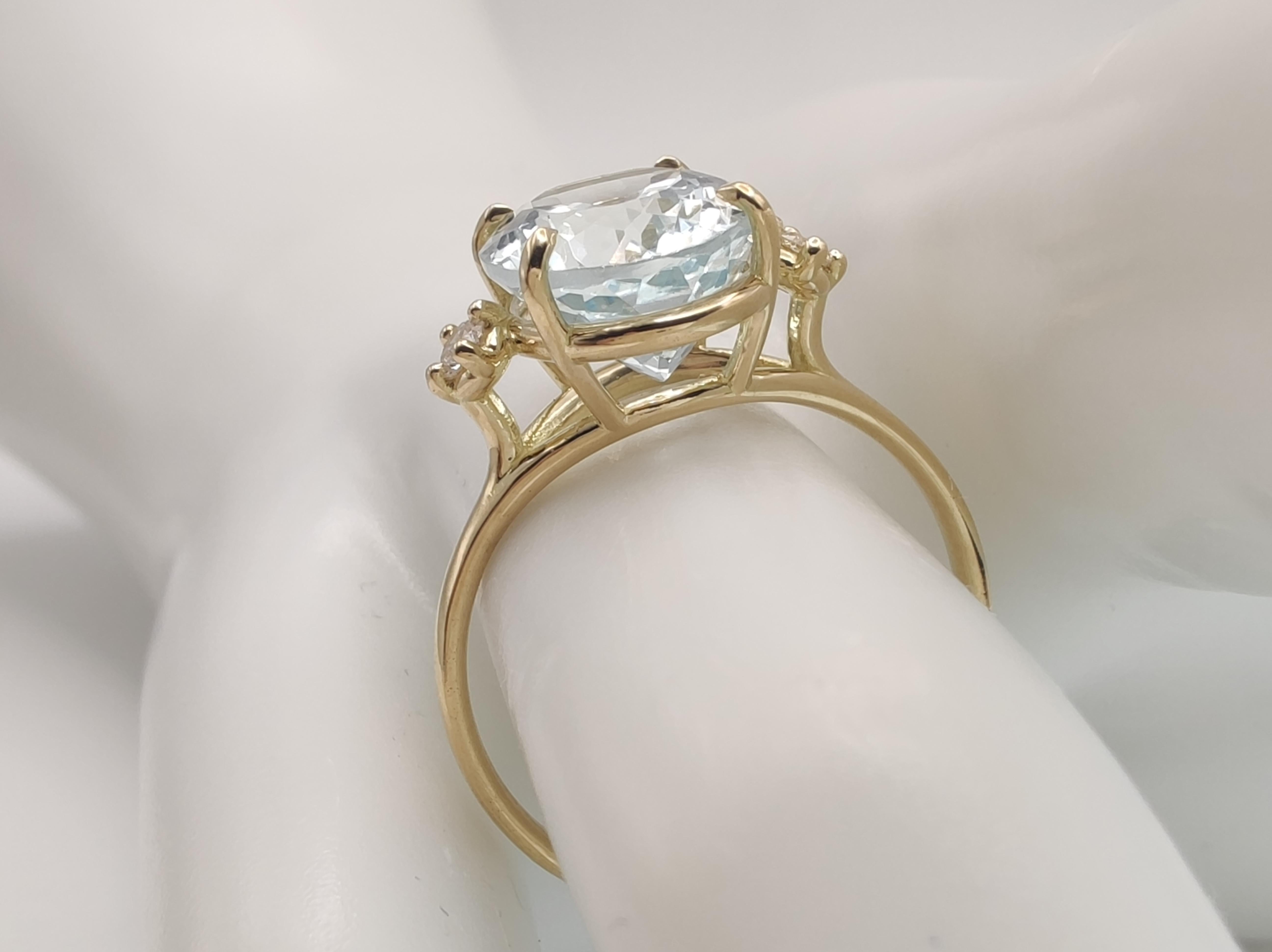 18 karat Gold Aquamarin Ring Diamonds, for weddings, engagements, proposals gift 7