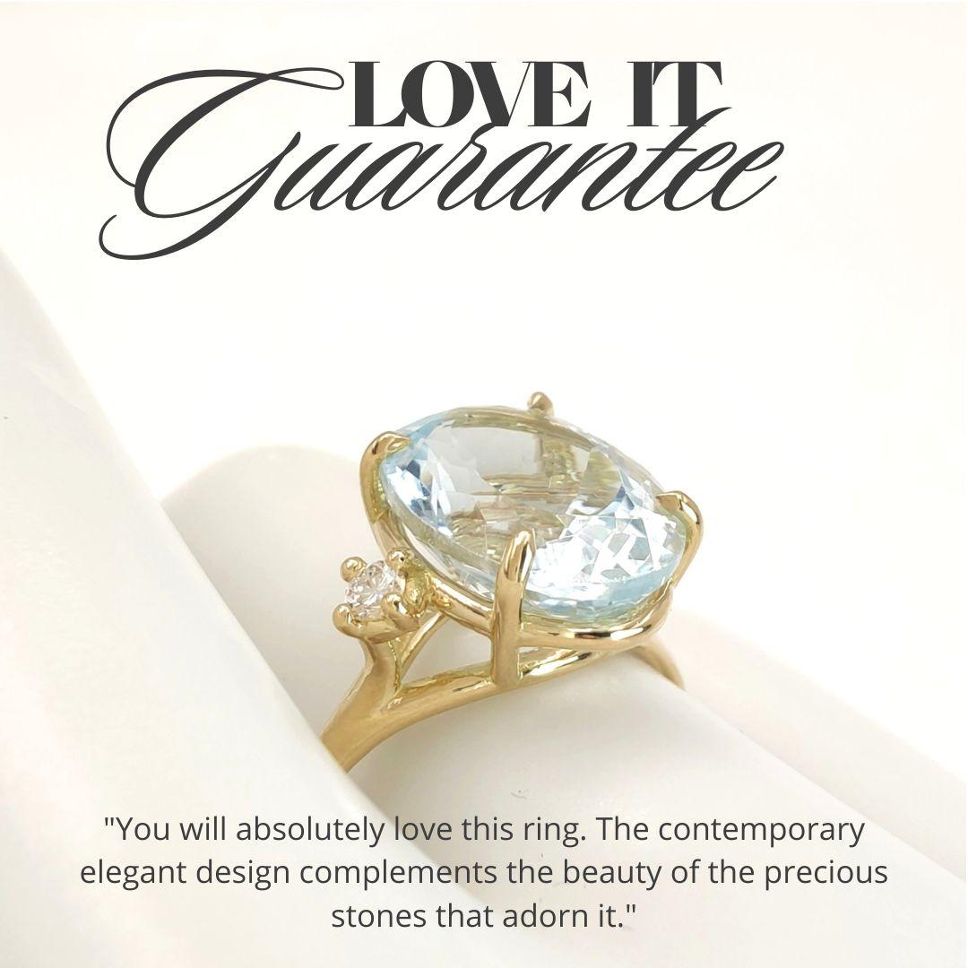 Women's 18 karat Gold Aquamarin Ring Diamonds, for weddings, engagements, proposals gift