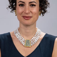 18 Karat Gold Aquamarine and Freshwater Keshi Pearl Necklace, by Gloria Bass