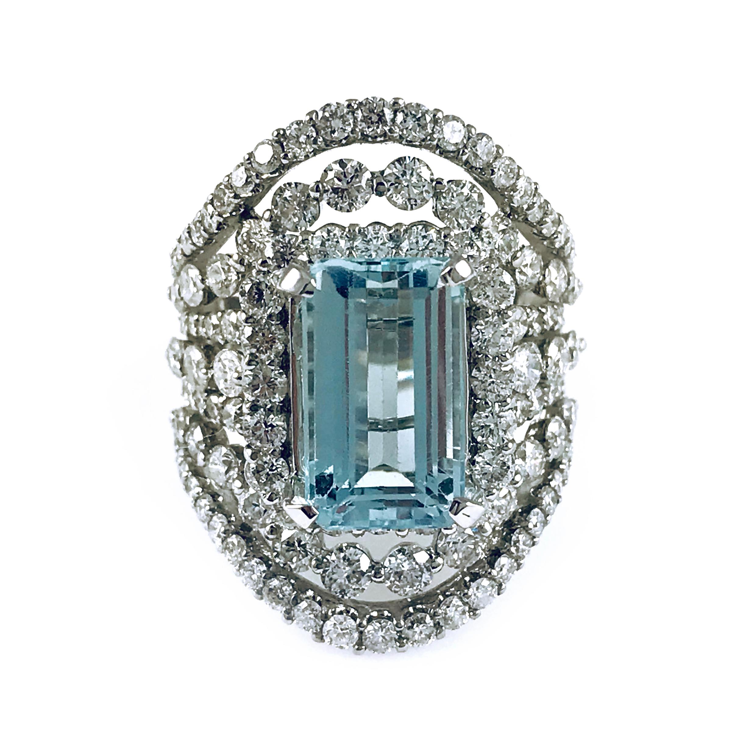 aquamarine cocktail ring emerald cut