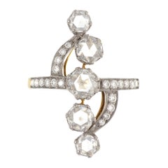 18 Karat Gold Art Deco Inspired Rose Cut Diamond Ring