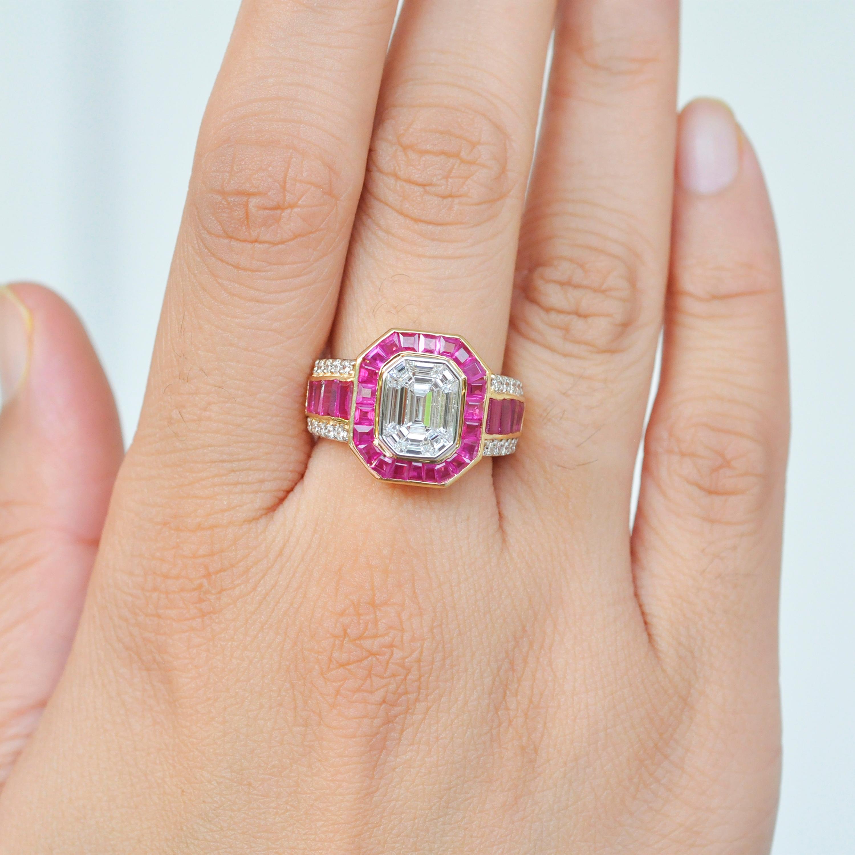 antique emerald cut ruby ring