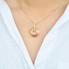 Yellow Sapphire Taper Baguette Diamond Circle Yellow Gold Pendant Earrings Set