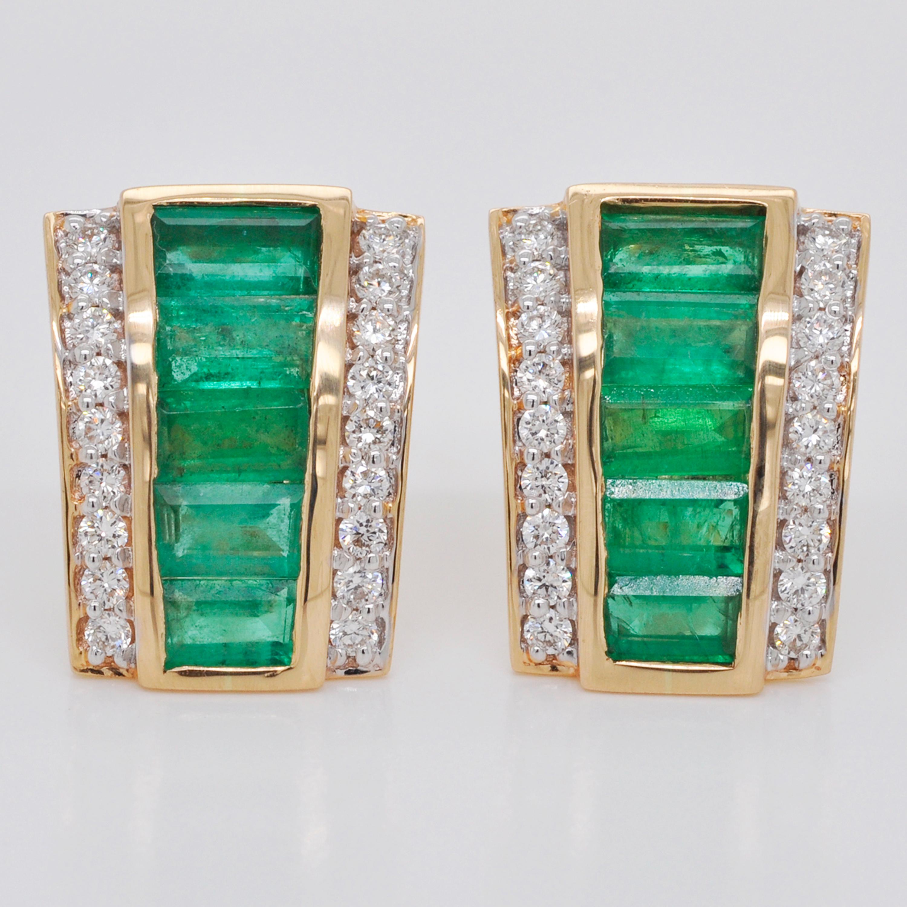 emerald baguette earrings