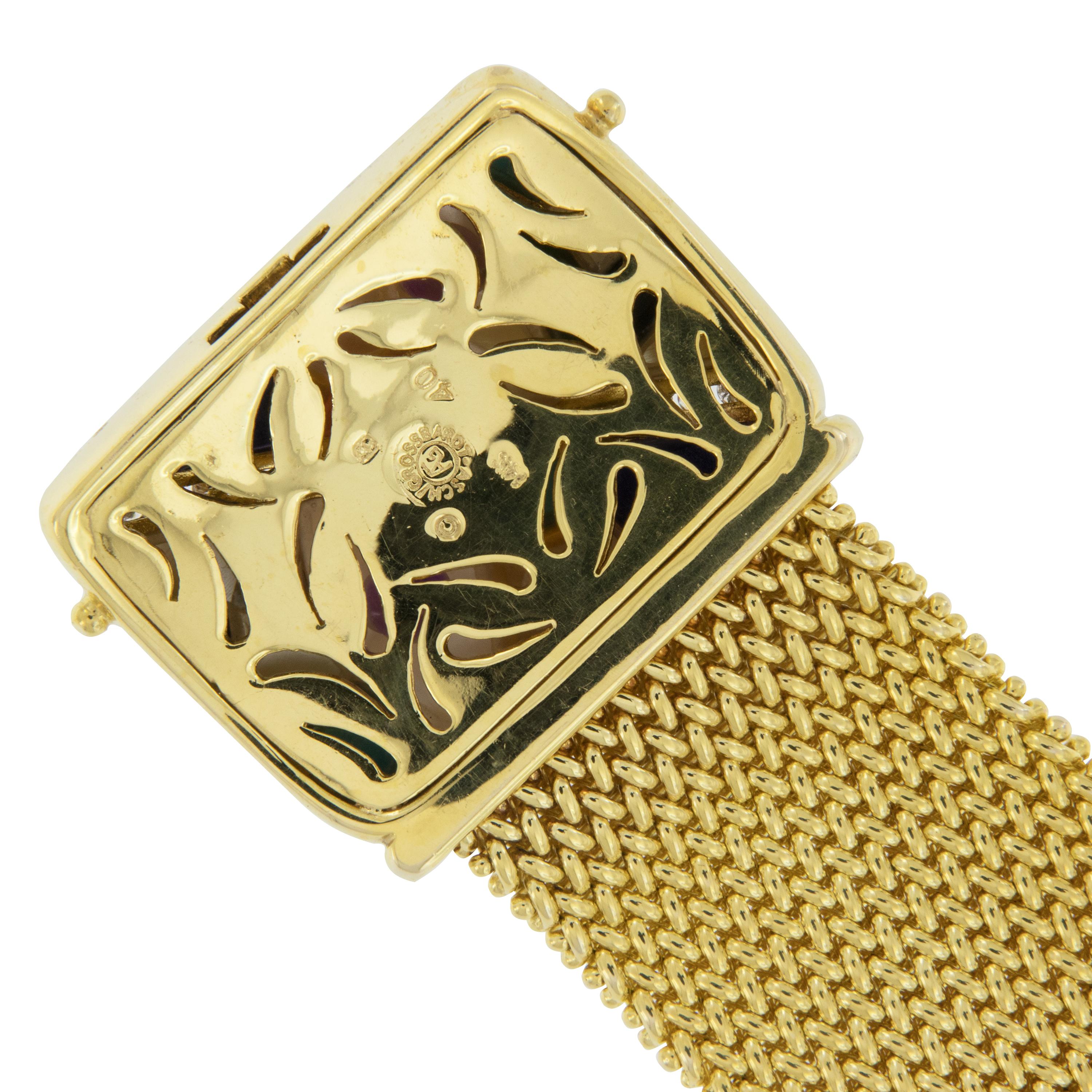 Round Cut 14 Karat Yellow Gold Asch Grossbardt Picasso Inlaid Bracelet