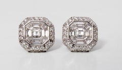 18K White Gold Asscher Cut Diamond Earrings