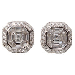 18K White Gold Asscher Cut Diamond Earrings