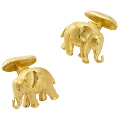 Susan Lister Locke 18 Karat Gold Baby Elephant Cufflinks