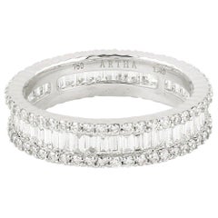 18 Karat Gold Baguette Diamond Engagement Ring