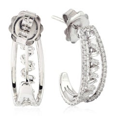 Diamond Hoop 18 Karat Gold Baguette Earrings