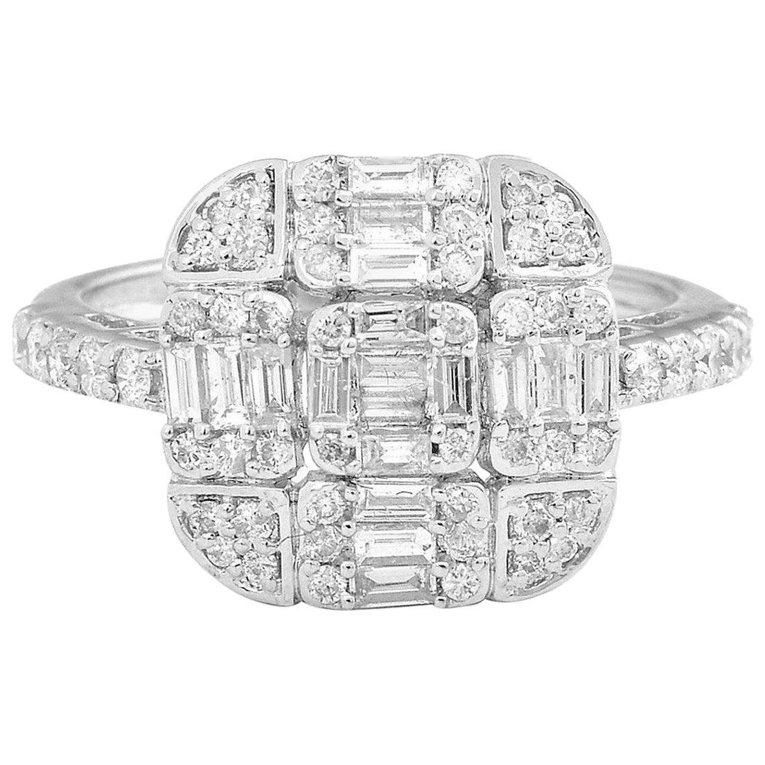For Sale:  18 Karat Gold Baguette Diamond Ring