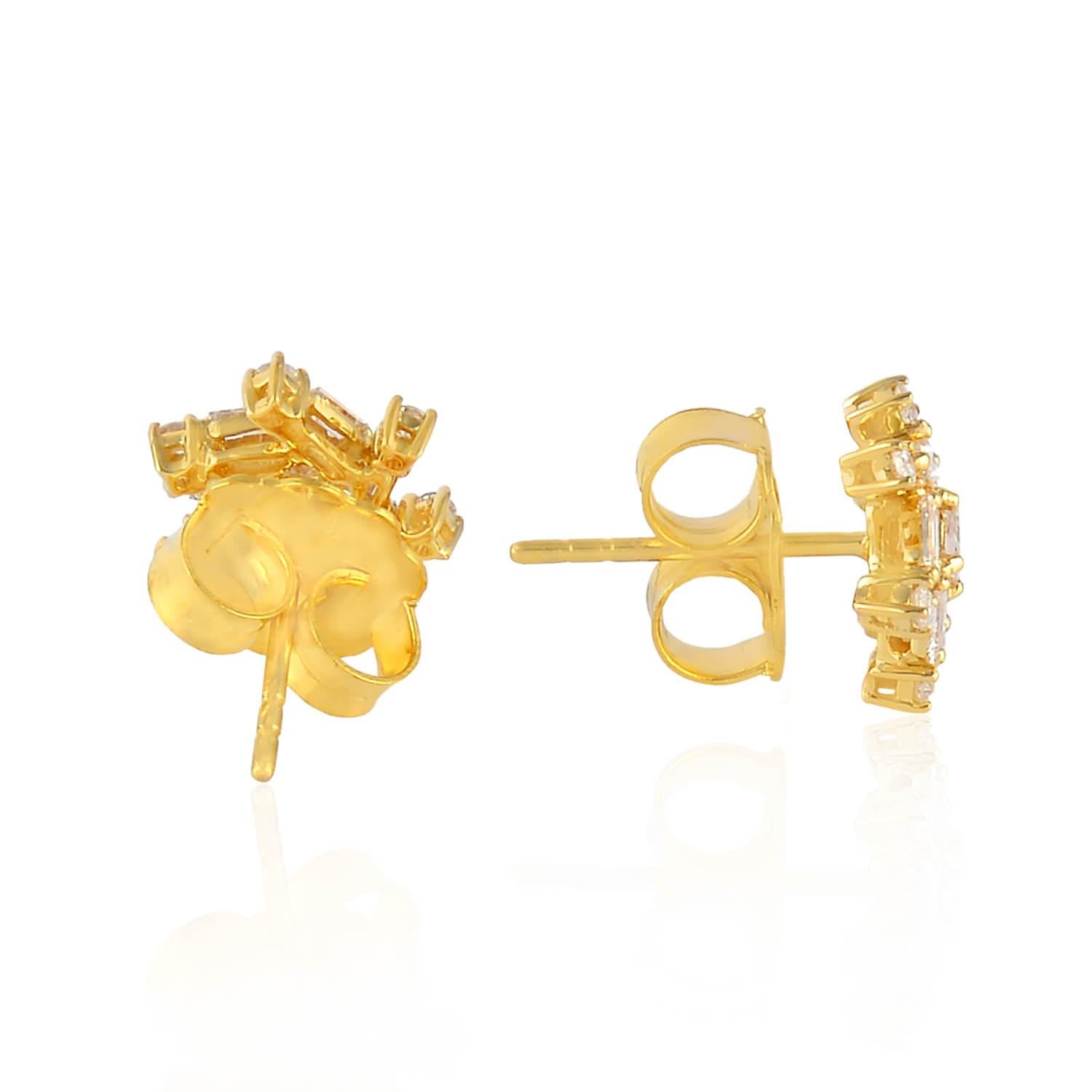 Cast from 18-karat gold, these baguette earrings are hand set with .69 carats of diamonds for just the right amount of sparkle. 

FOLLOW  MEGHNA JEWELS storefront to view the latest collection & exclusive pieces.  Meghna Jewels is proudly rated as a