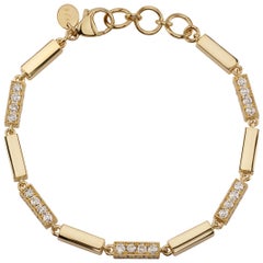 18 Karat Gold Bar Bracelet with 3.74ctw Old European Cut Diamonds