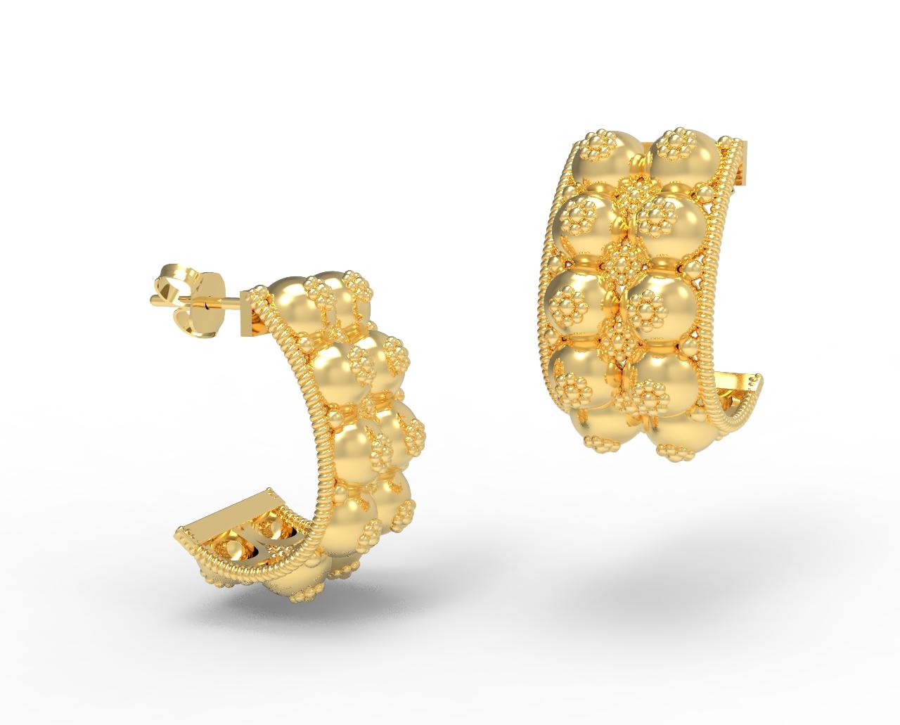 Boucles d'oreilles en or 22 carats Baule par Romae Jewelry - Inspirées d'un ancien design étrusque. Le mot italien 