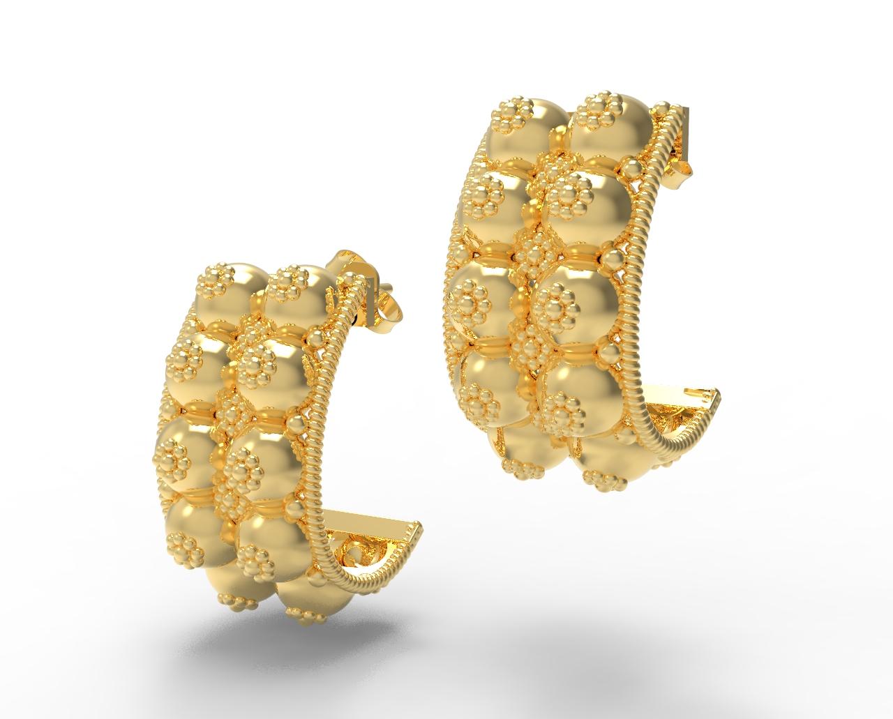 22 Karat Gold Baule Earrings In New Condition For Sale In New York, NY