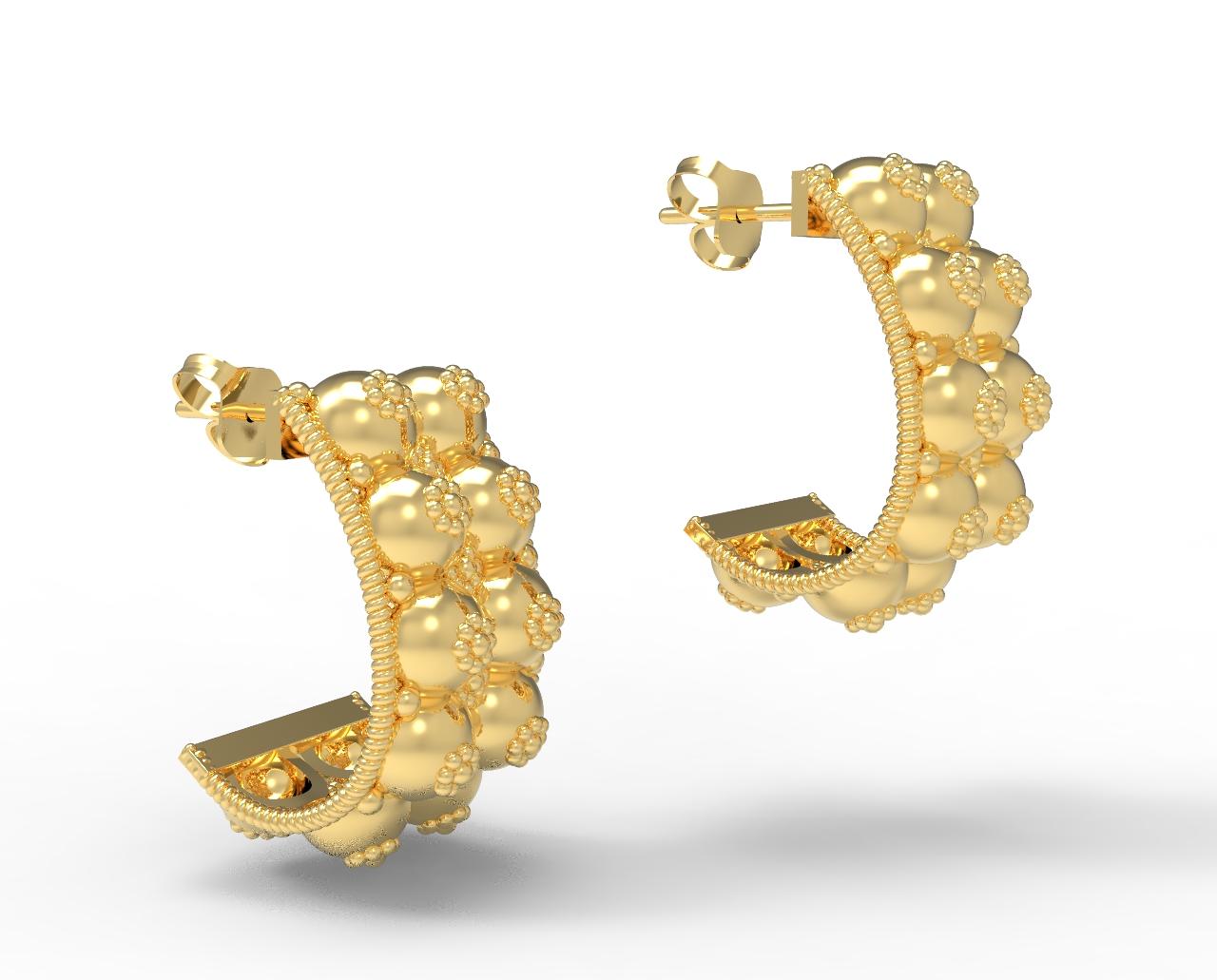 Women's or Men's 22 Karat Gold Baule Earrings For Sale