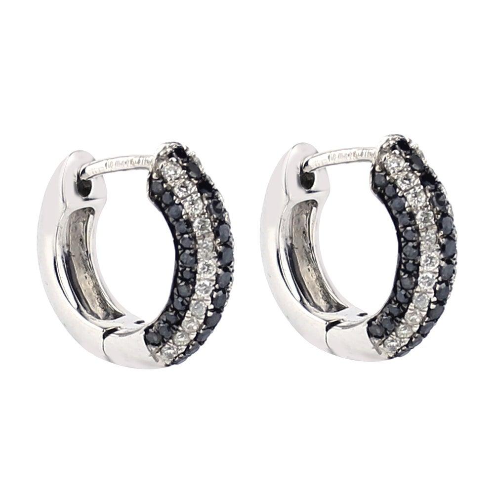 black and white diamond hoop earrings