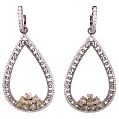 18 Karat Gold Black Rhodium-Plated Diamond Pear Shaped Earrings