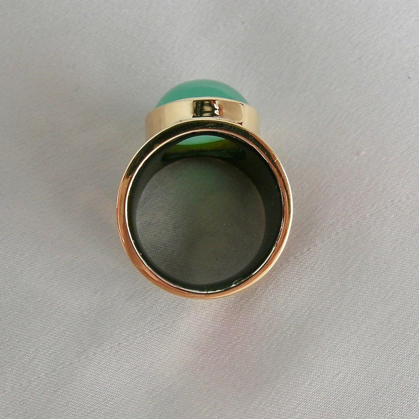 For Sale:  18 Karat Gold, Blackened Silver and 15 Carat Chrysophrase Ring 2