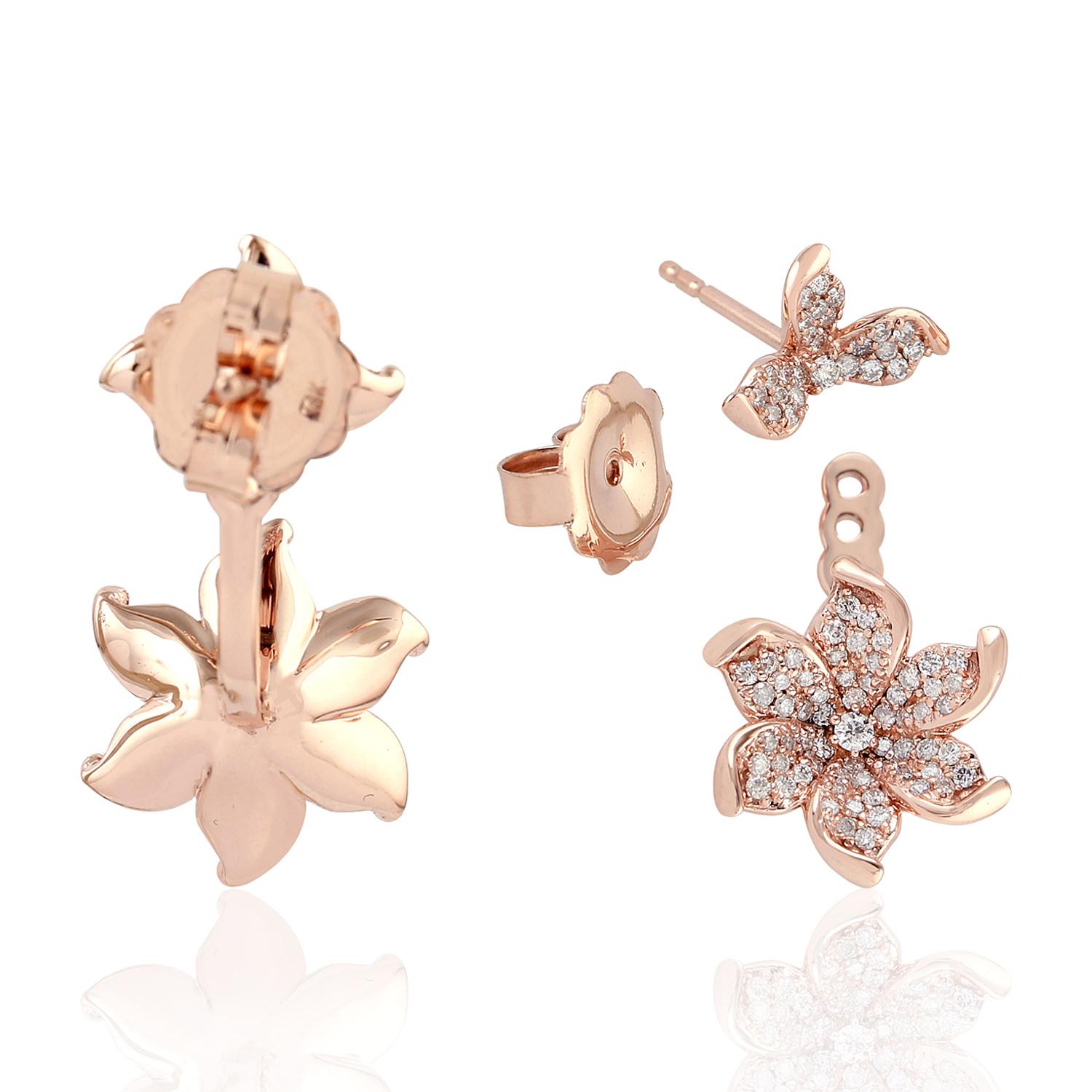 Bloom 18 Karat Gold Diamant-Ohrringe für die Jacke (Moderne) im Angebot