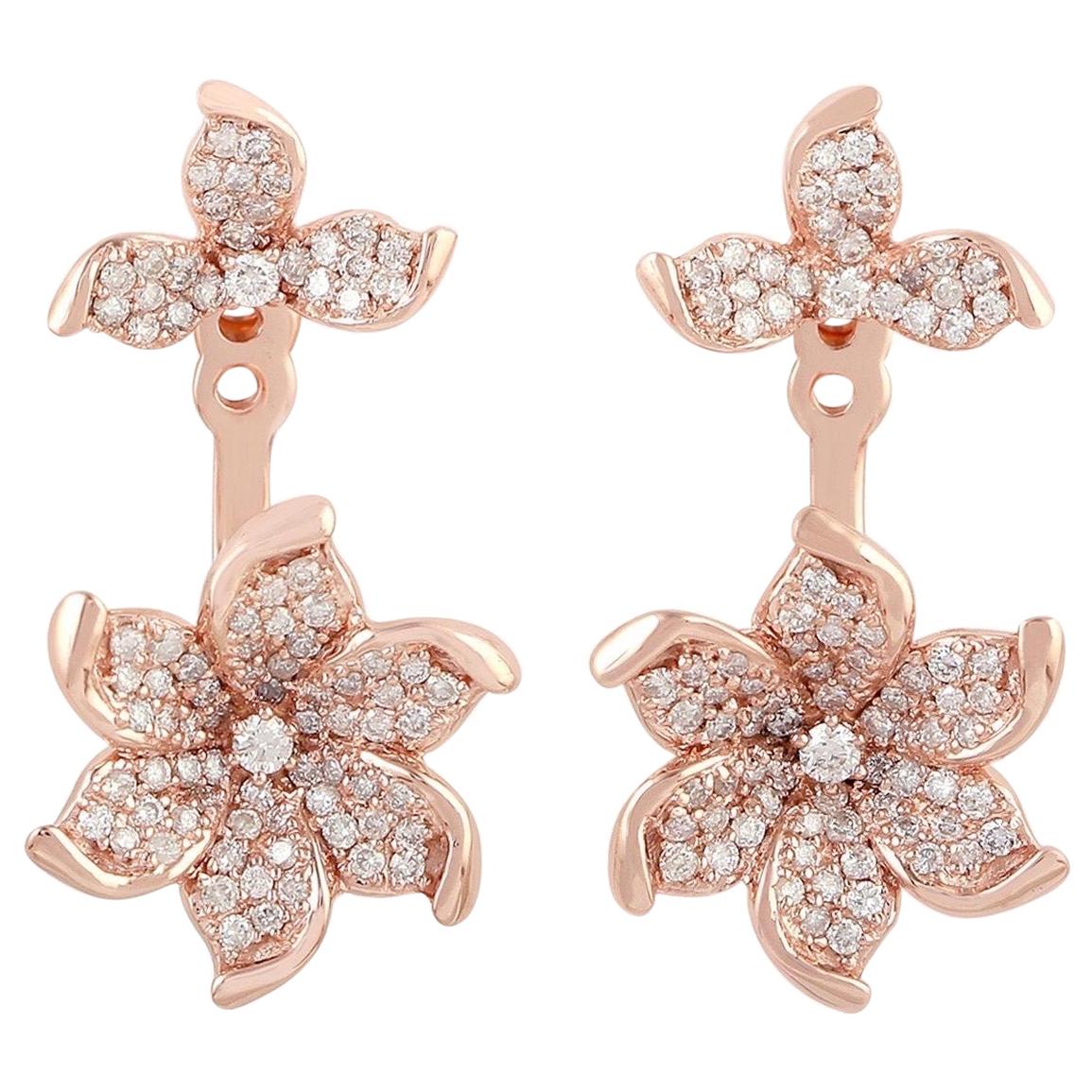 Bloom 18 Karat Gold Diamant-Ohrringe für die Jacke im Angebot