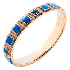 18 Karat Gold Blue Enamel Carousel Bracelet