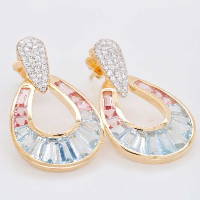 Aquamarine Radiant Raindrop Silver Earrings