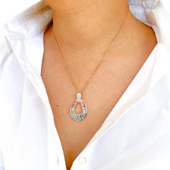 14 Karat Gold Aquamarin Topas Rosa Turmalin Regenbogen Diamant Anhänger Ohrringe Set
