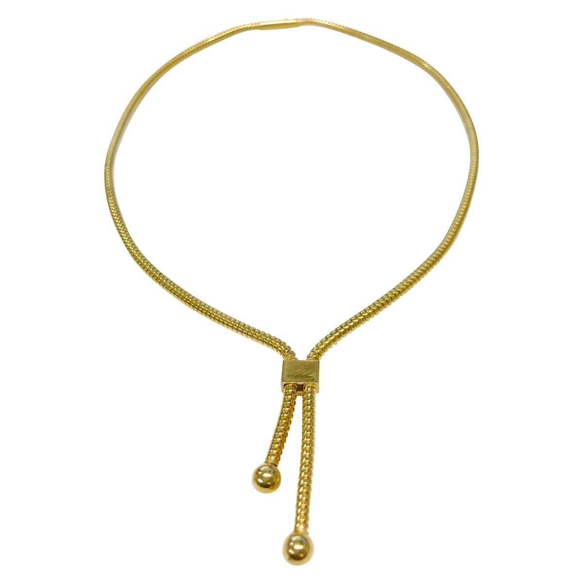 18 Karat Gold Bolo-Style Necklace For Sale