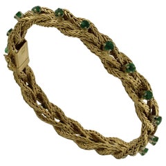 18 Karat Gold Bracelets Set of 4 Diamond Zaphire Emerald and Ruby