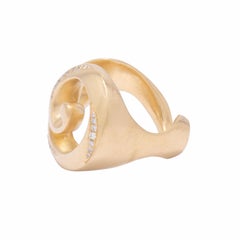 18 Karat Gold Broken Shell Ring with Diamonds