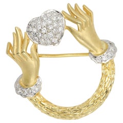 Spilla in oro 18 carati CIRCA 1960 Spilla a forma di cuore d'amore Spilla a forma di cuore d'amore