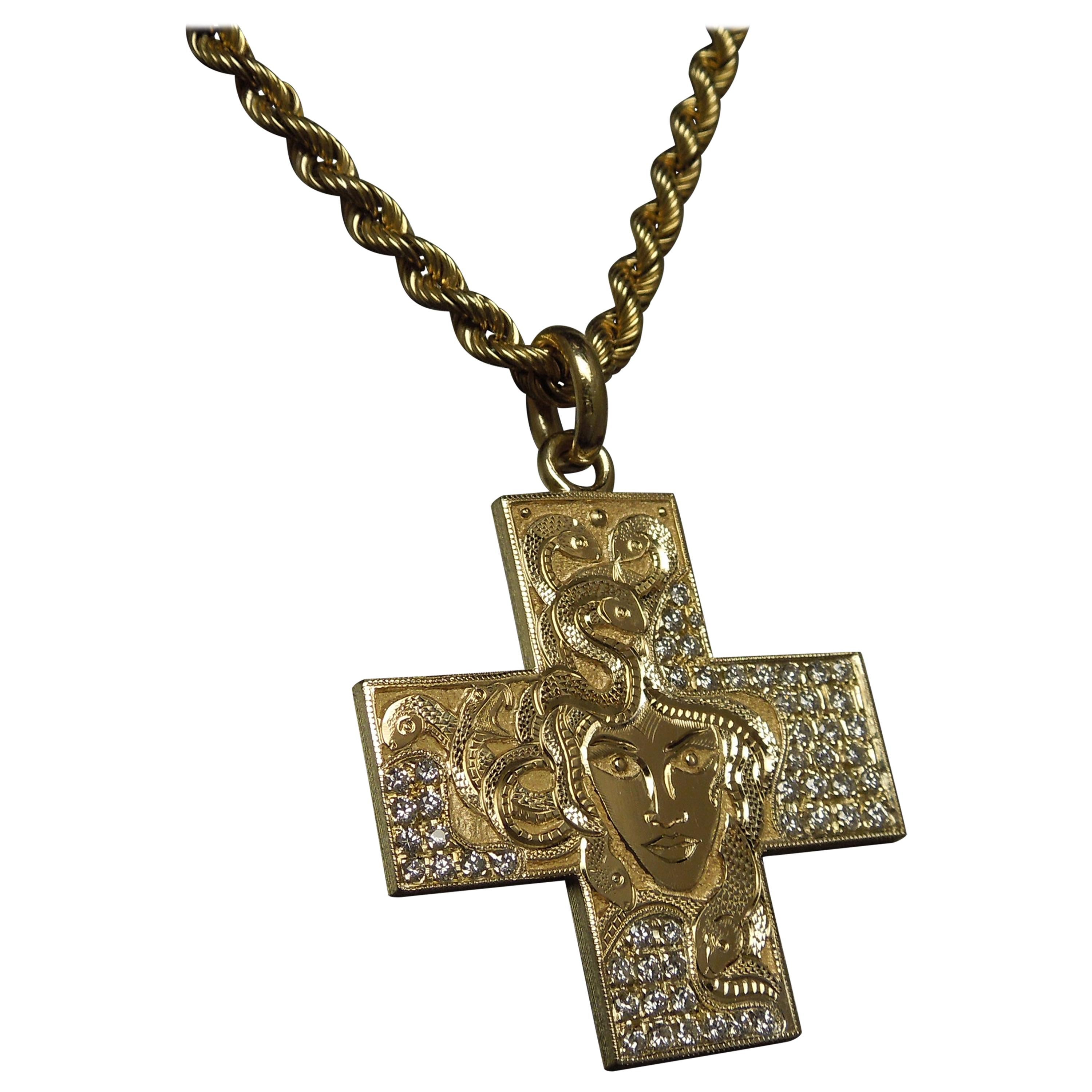 bvlgari diamond cross pendant