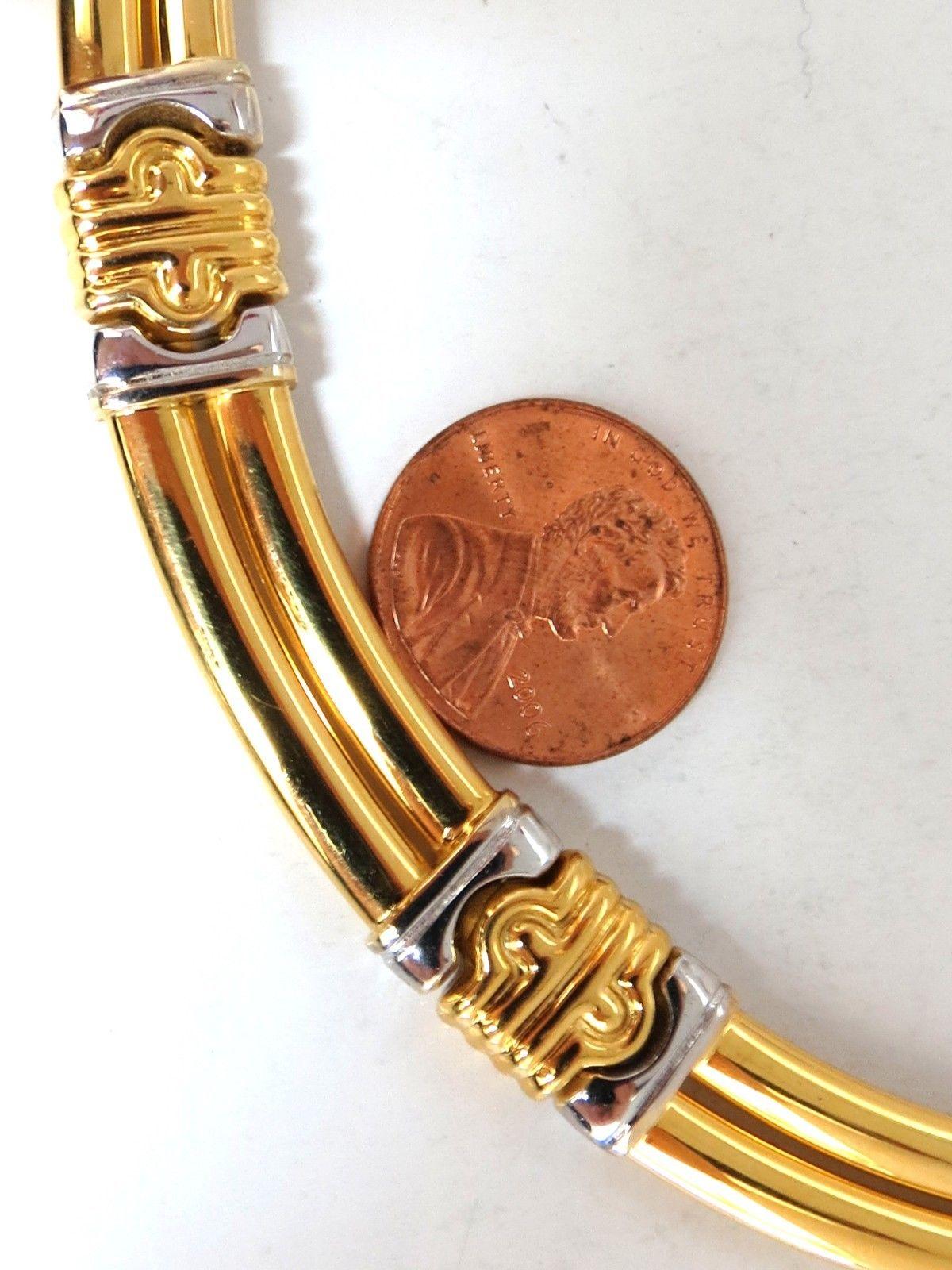 18 Karat Gold Byzantinische Deko-Gliederhalskette, zweifarbig für Damen oder Herren im Angebot
