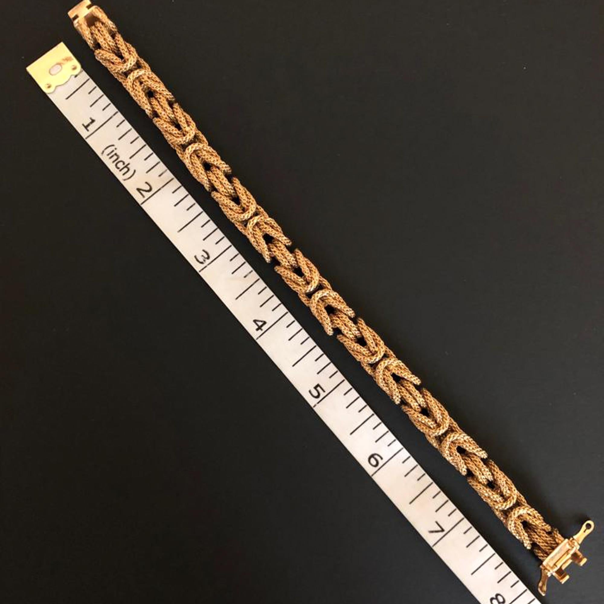 18 Karat Gold Byzantine Rope Chain Bracelet For Sale 4