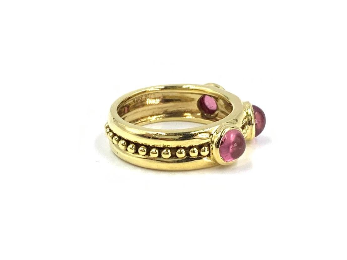 Contemporary 18 Karat Gold Cabochon Pink Tourmaline Ring