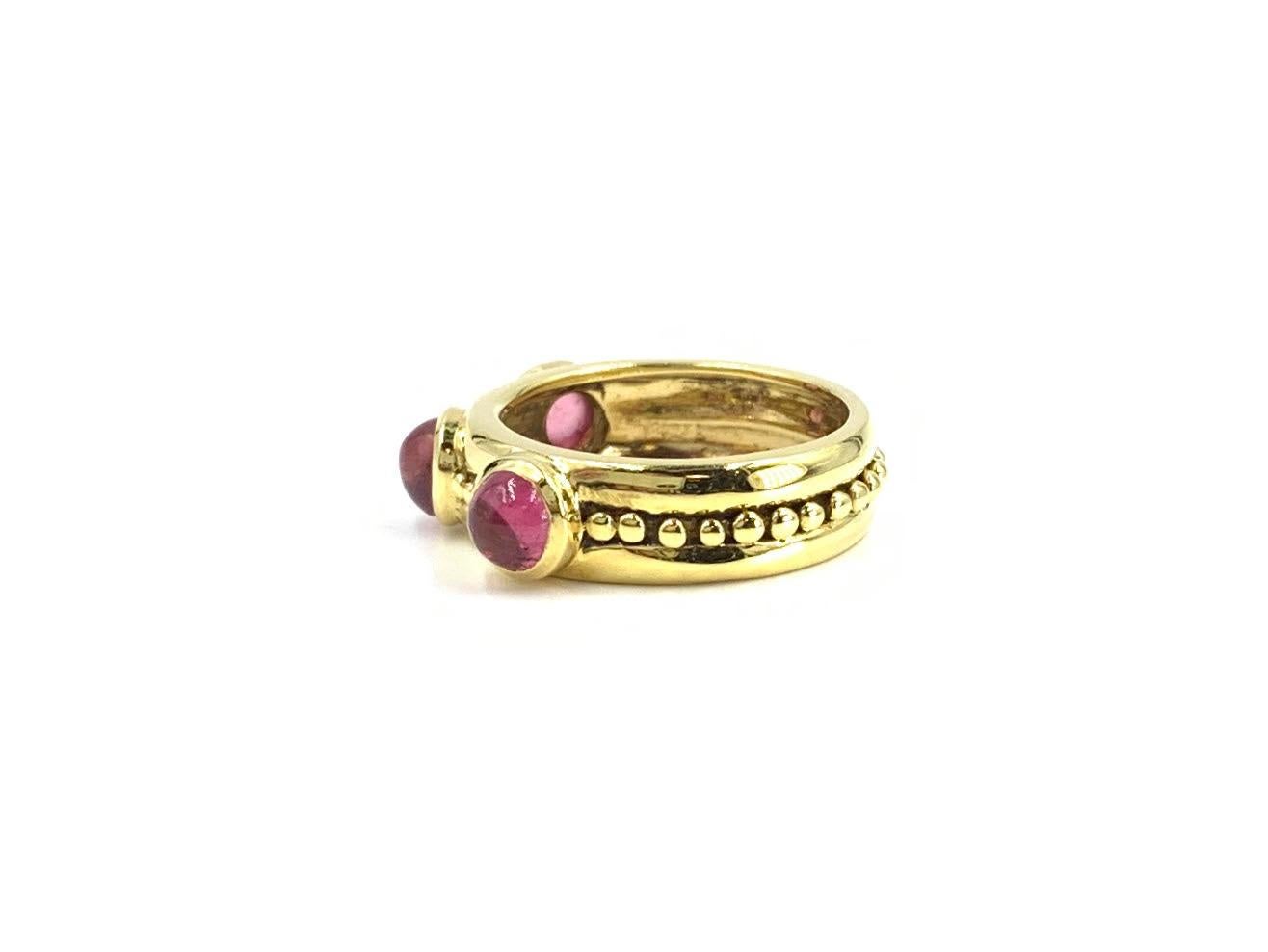 Women's 18 Karat Gold Cabochon Pink Tourmaline Ring