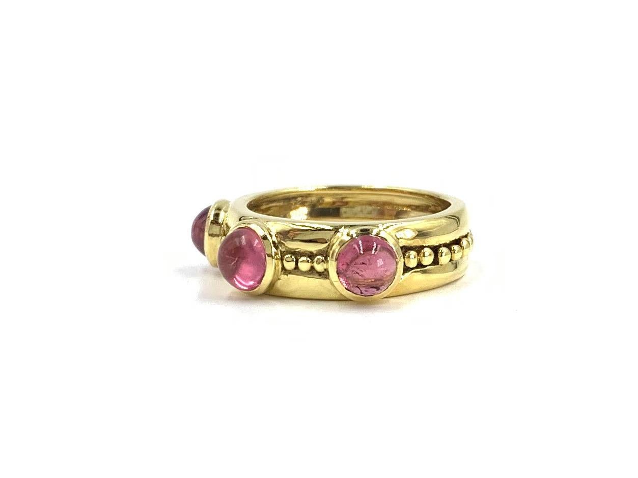 18 Karat Gold Cabochon Pink Tourmaline Ring 1