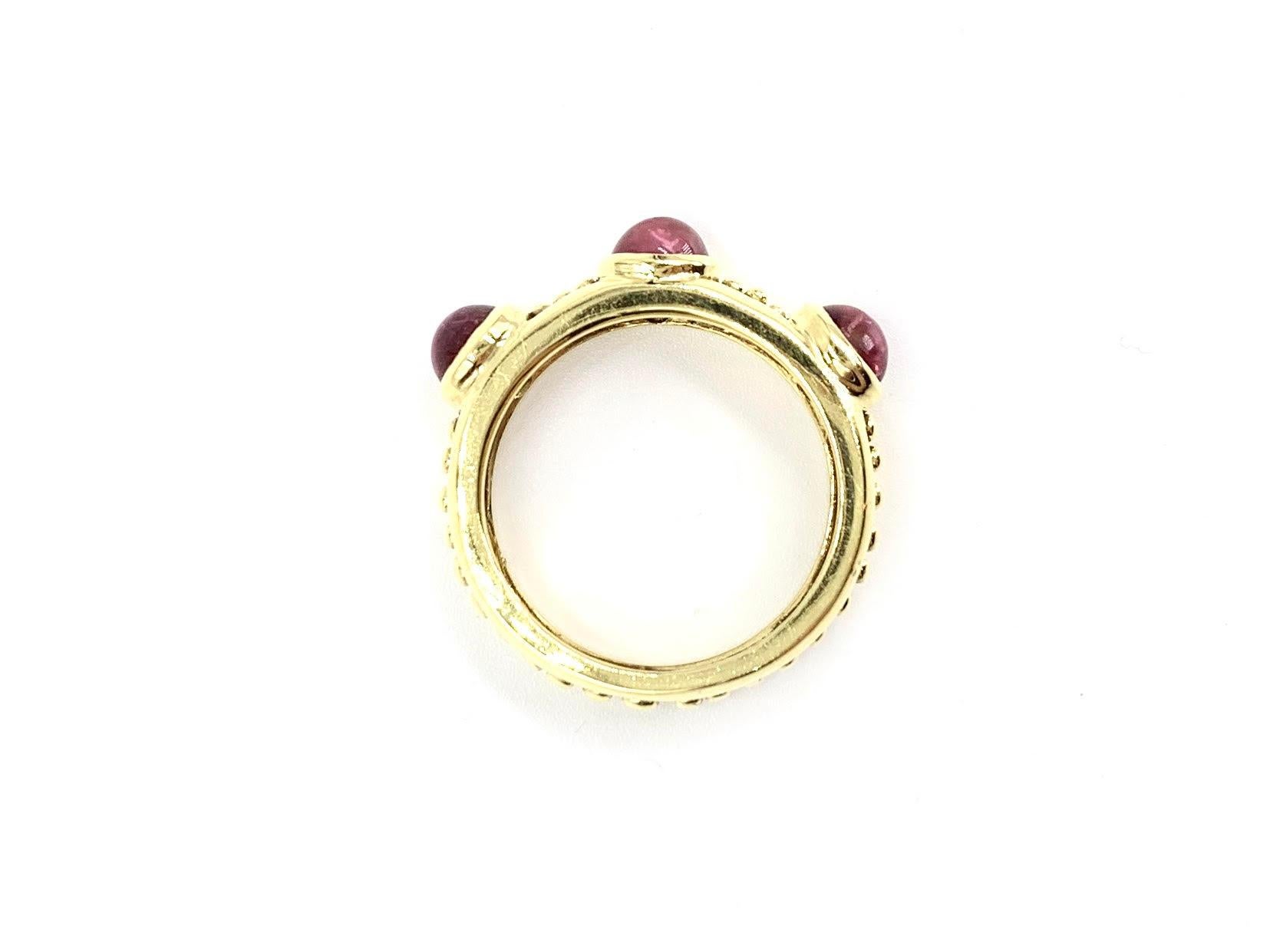 18 Karat Gold Cabochon Pink Tourmaline Ring 2