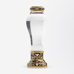 18 Karat Gold, Carnelian, Rock Crystal & Enamel Desk Seal
