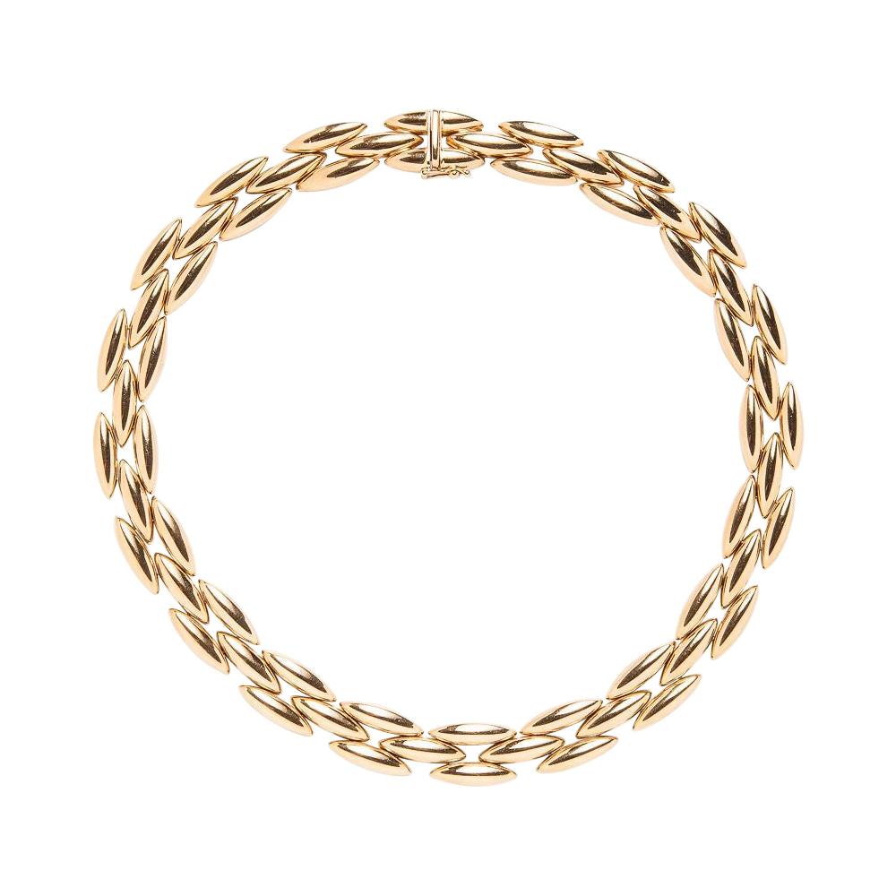 18 Karat Gold Cartier Gentiane 3-Row Rice Link Necklace