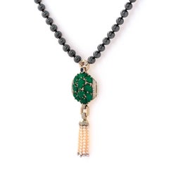 18 Karat Gold Cartier Necklace with Hematite, Pearls, Sapphire and Diamonds