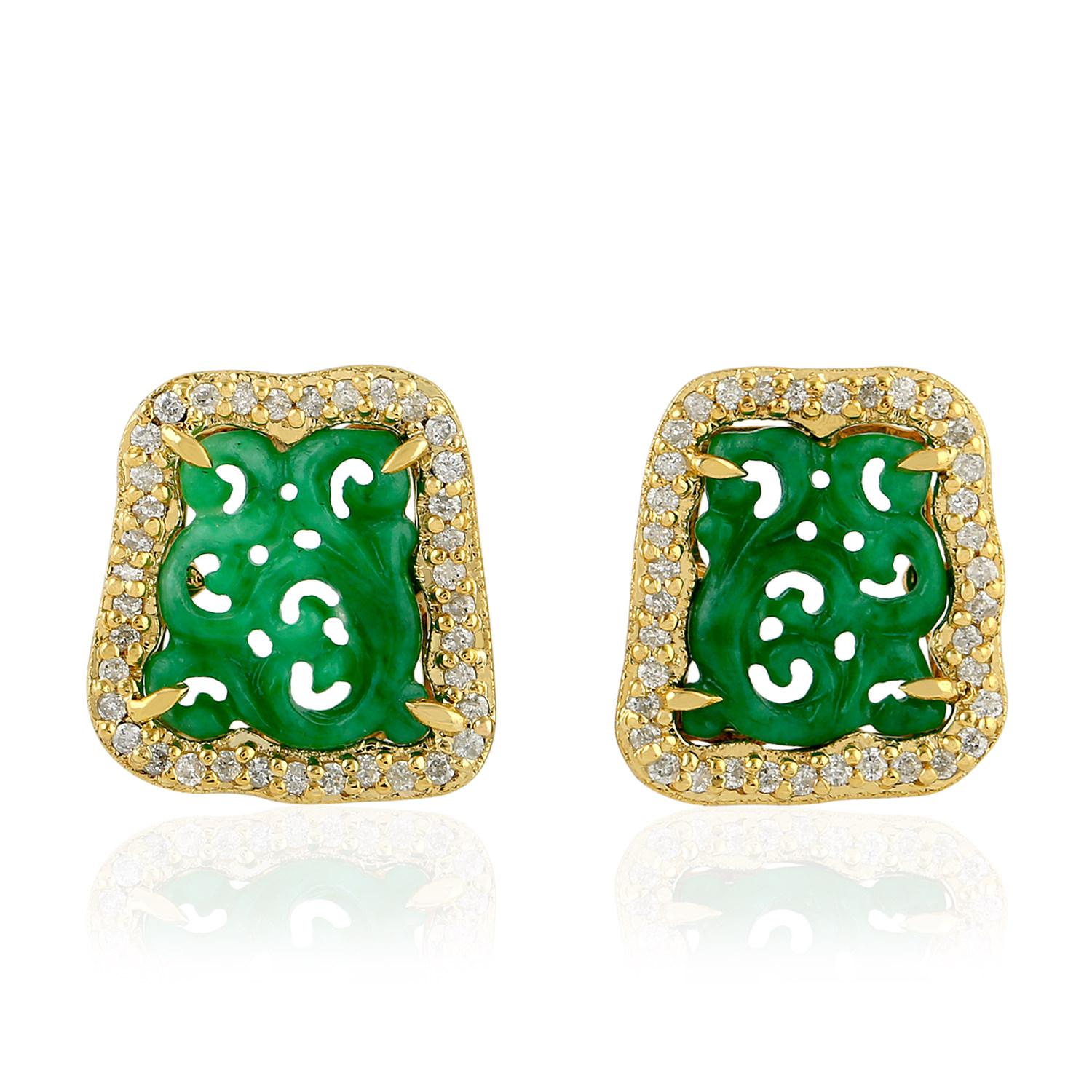 carved jade stud earrings