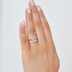 18 Karat Gold Carved Rose Quartz Gemstone Diamond Ring