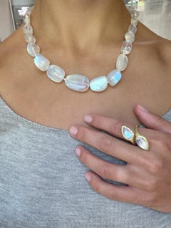 Faye Kim 18 Karat Gold Ceylon Moonstone Nugget Necklace