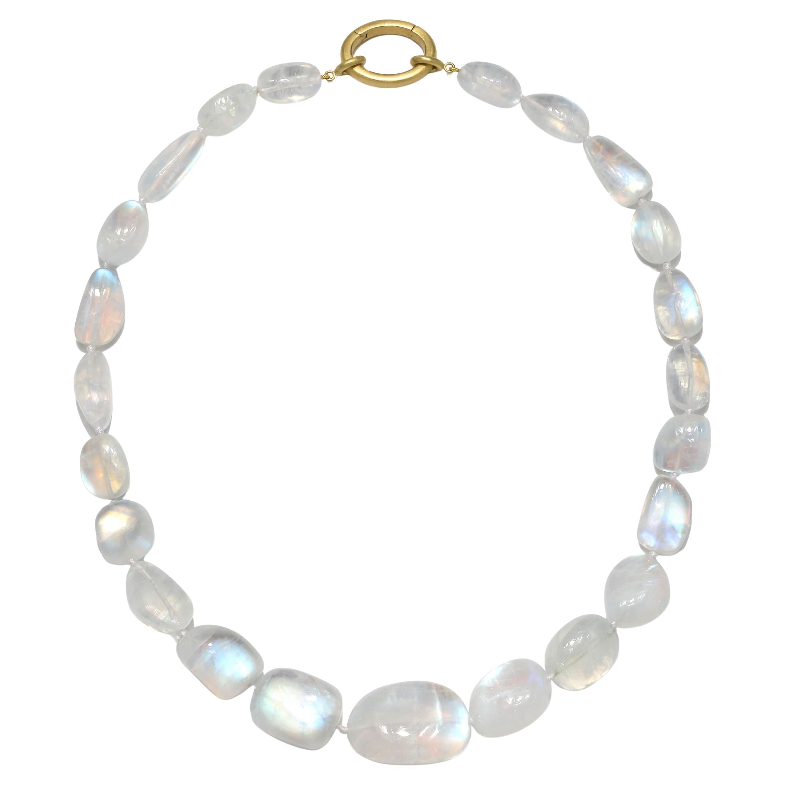 18 Karat Gold Ceylon Moonstone Nugget Necklace