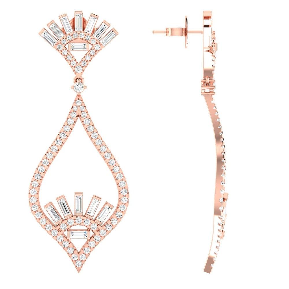 Contemporary 18 Karat Gold Chandelier Diamond Earrings For Sale