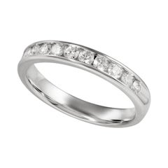 18 Karat White Gold 0.54cts Round Diamond Half Eternity Engagement Band Ring