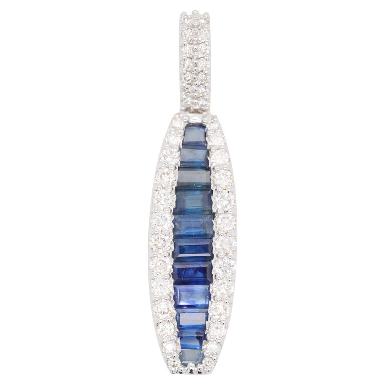 Channel Setting Pear cut blue Sapphire women's wedding fashion necklace 18''